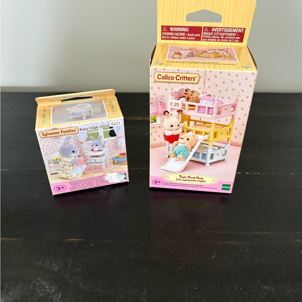 Calico Critters triple bunk beds and high chair